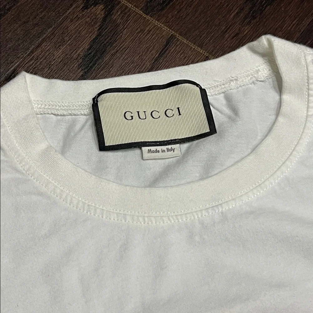 Gucci Tee with Gold Red and Green Logo